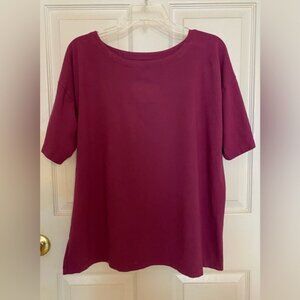J. Jill Pink Luxe Supima Elbow Sleeve Tee Large